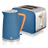 thumbnail of SWAN STP2090BLUNEU Set Frühstückskocher, kabellos, 1,7L Toaster Breitschlitz 2 Nordic Blau, Blau, 2200W