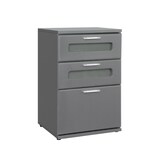 thumbnail of ML-Design Nachttisch 2er Set Grau, 3 Schubladen mit Glaseinsatz, 40x60x38 cm, Holz Nachtschrank Nachtkonsole Kommode