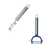 thumbnail of Duo Eplucheur à légumes pendule 19 cm et rasoir à légumes inox et plastique 17 cm Fackelmann