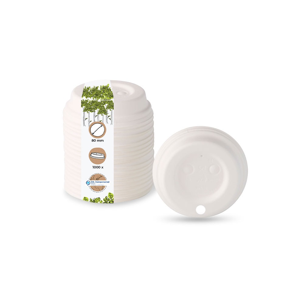 BIOZOYG 1000 Stück Einwegdeckel Ø 80mm kompostierbare Kaffeedeckel Pappdeckel für Kaffee To Go, Becherdeckel, weiß, biologisch abbaubar