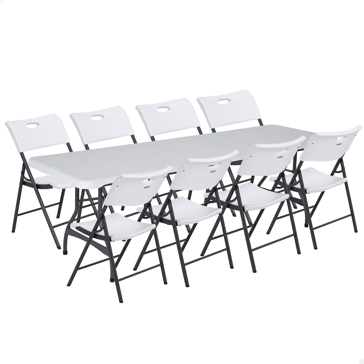 Pack mesa plegable 243,8x76,2 cm + 8 sillas plegables blanco Lifetime