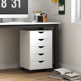 thumbnail of HOMCOM cajonera escritorio con ruedas, cajonera oficina con 5 cajones, archivador móvil, para estudio, salón, 40x40x67 cm, blanco