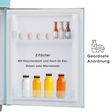 thumbnail of Merax Retro Mini Kühlschrank mit Gefrierfach, 72L, 2 Türen, kompakt für Single, Büro & Hotel Minibar, LED, 120 kWh/Jahr, Cyan