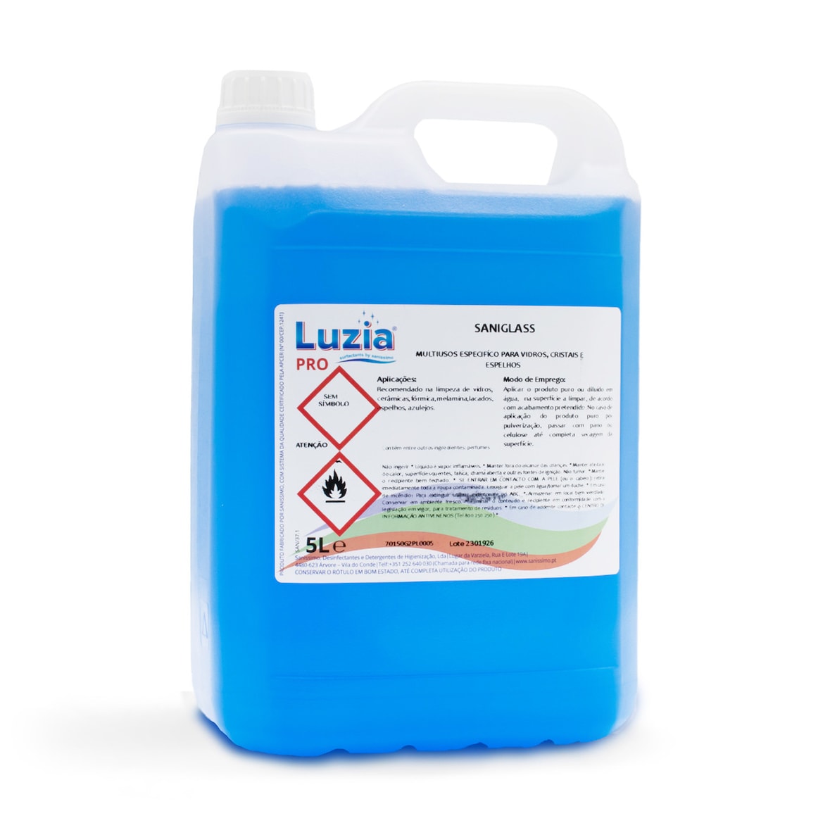 SANIGLASS - Multiusos Específico para Vidros, Cristais e Espelhos - 5litros