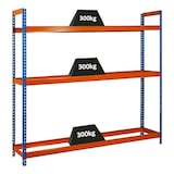 thumbnail of PROREGAL Support à pneus Big METAL SHARK NO.6 | HxLxP 200x180x45cm | Charge du compartiment 300 kg | jusqu'à 21 pneus sur 3 niveaux | Bleu/Orange