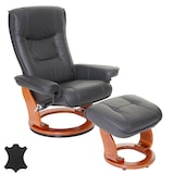 thumbnail of MCA Relaxsessel Hamilton, Fernsehsessel Hocker, Echtleder 130kg belastbar ~ schwarz, honigfarben