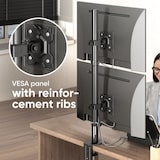thumbnail of ONKRON Doppel Monitorhalterung für 2 Monitore 13-34", bis 8 kg, VESA 75x75 & 100x100, schwenkbar, drehbar, neigbar, Schwarz D208E