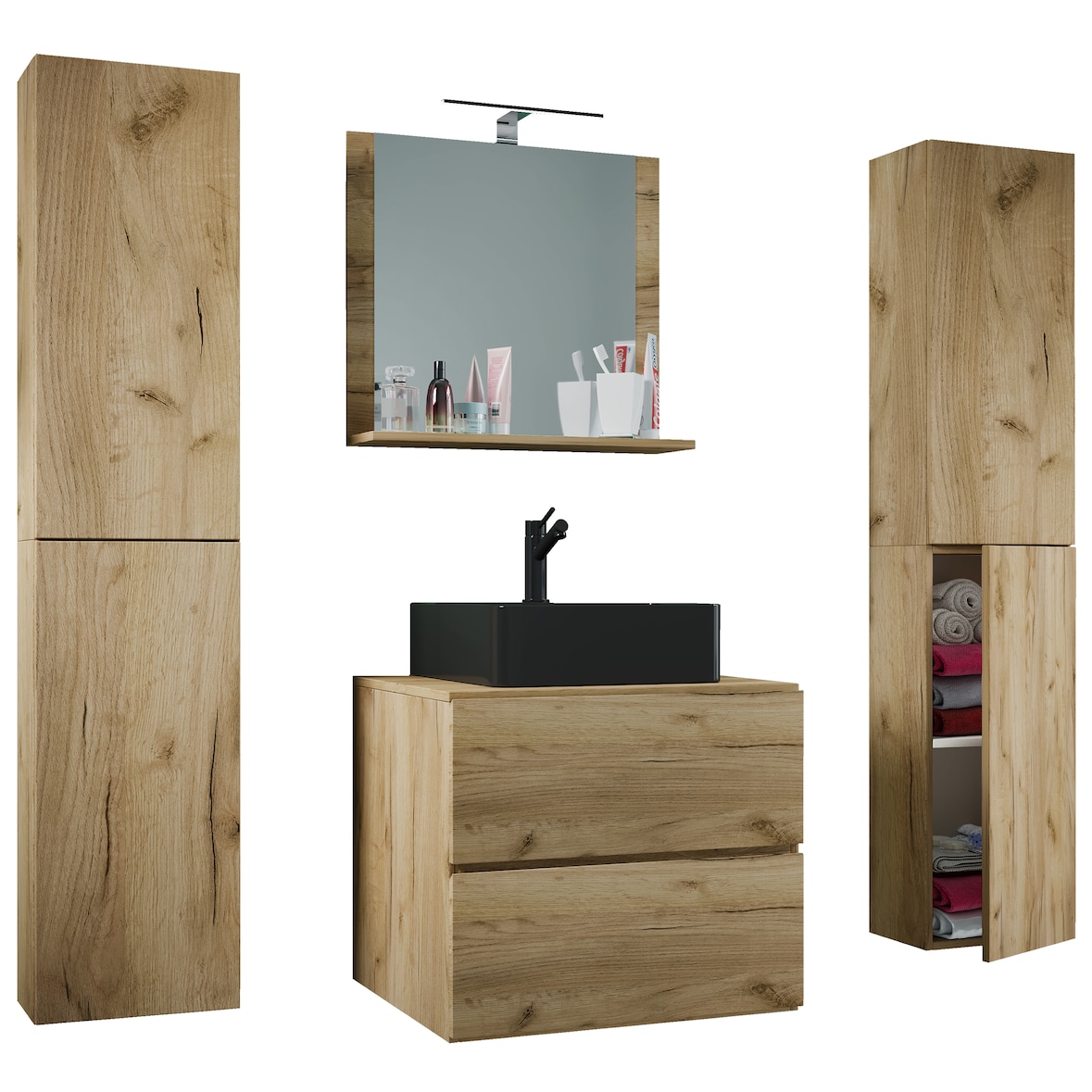 VCM Badmöbel Waschtisch Lendas Honig-Eiche H. 150 x B. 127 x T. 52 cm