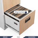 thumbnail of Hängeregisterschrank abschließbar TION - 4 Schubladen mit Schloss | Aktenschrank Büroschrank aus Stahl Metallschrank, 132x46x62cm Weiß-Sonoma Eiche