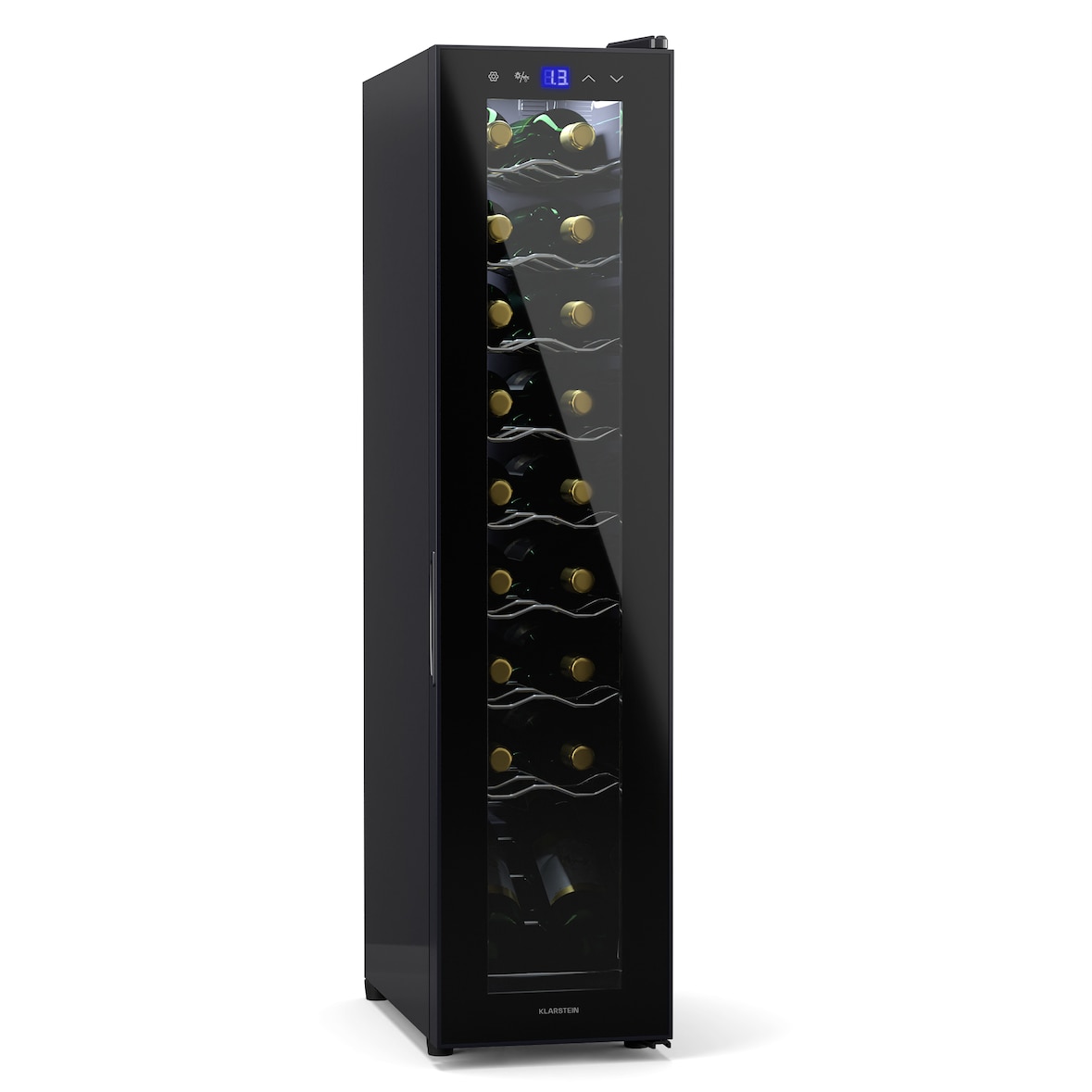 Klarstein Shiraz 18 Slim Uno Weinkühlschrank 18 Flaschen 5 - 18 °C Touch-Control Schwarz