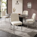 thumbnail of Esszimmerstuhl 2er Set Samt Beige 53x43x82 cm mit dick gepolsterter Sitzfläche verchromtem Metallgestell modern minimalistisches Design
