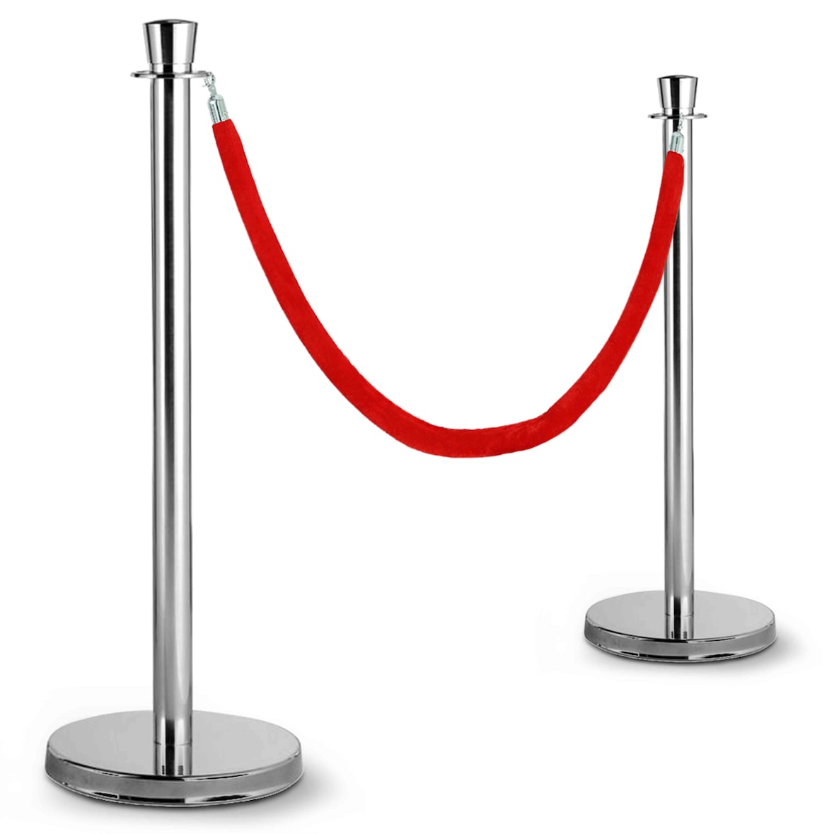 Poteaux de guidage chromés avec cordon