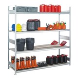 thumbnail of PROREGAL Weitspannregal mit Stahlböden WS 2000 | Grundregal | HxBxT 250x225x60cm | 4 Ebenen | Fachlast 400kg | Verzinkt