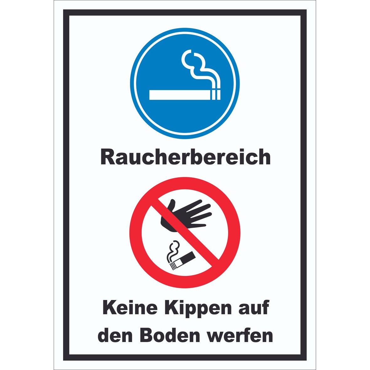 Schild Raucherbereich Boden verboten hochkant A6 Rückseite selbstklebend