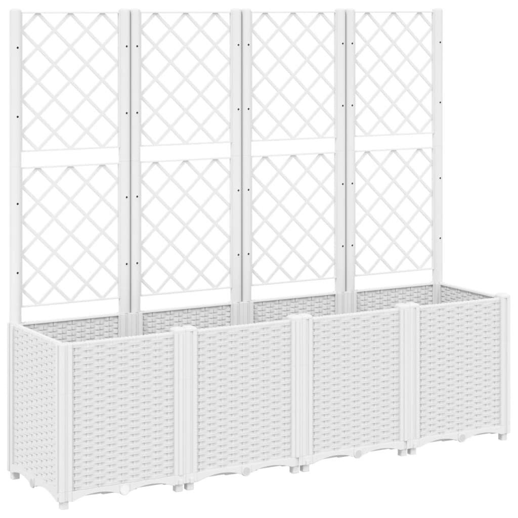 vidaXL Pflanzkübel mit Rankgitter Weiß 160x40x140 cm PP