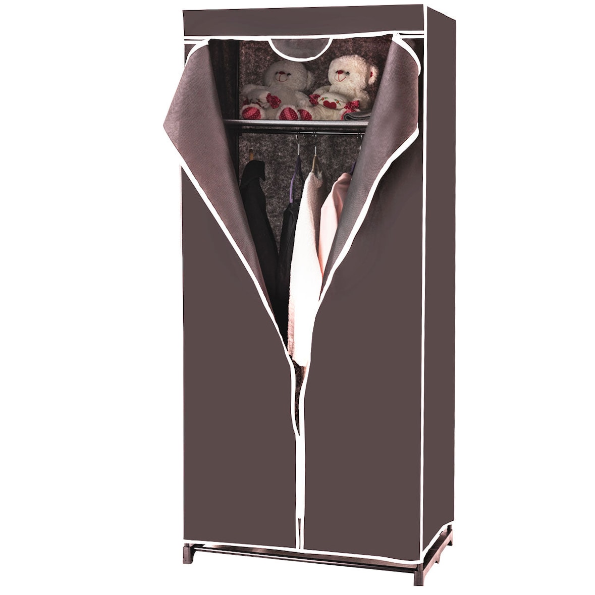 Helloshop26 - Armoire penderie rangement 75 x 50 x 170 cm grande capacité design simple en non-tissé marron 20_0010305