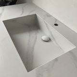 thumbnail of Wandhängendes Badezimmermöbel-Set mit Sinterstein-Waschbecken, Spiegel, Unterschrank, Ablageboard und Ablaufgarnitur 120×55 cm【YT3256-120】