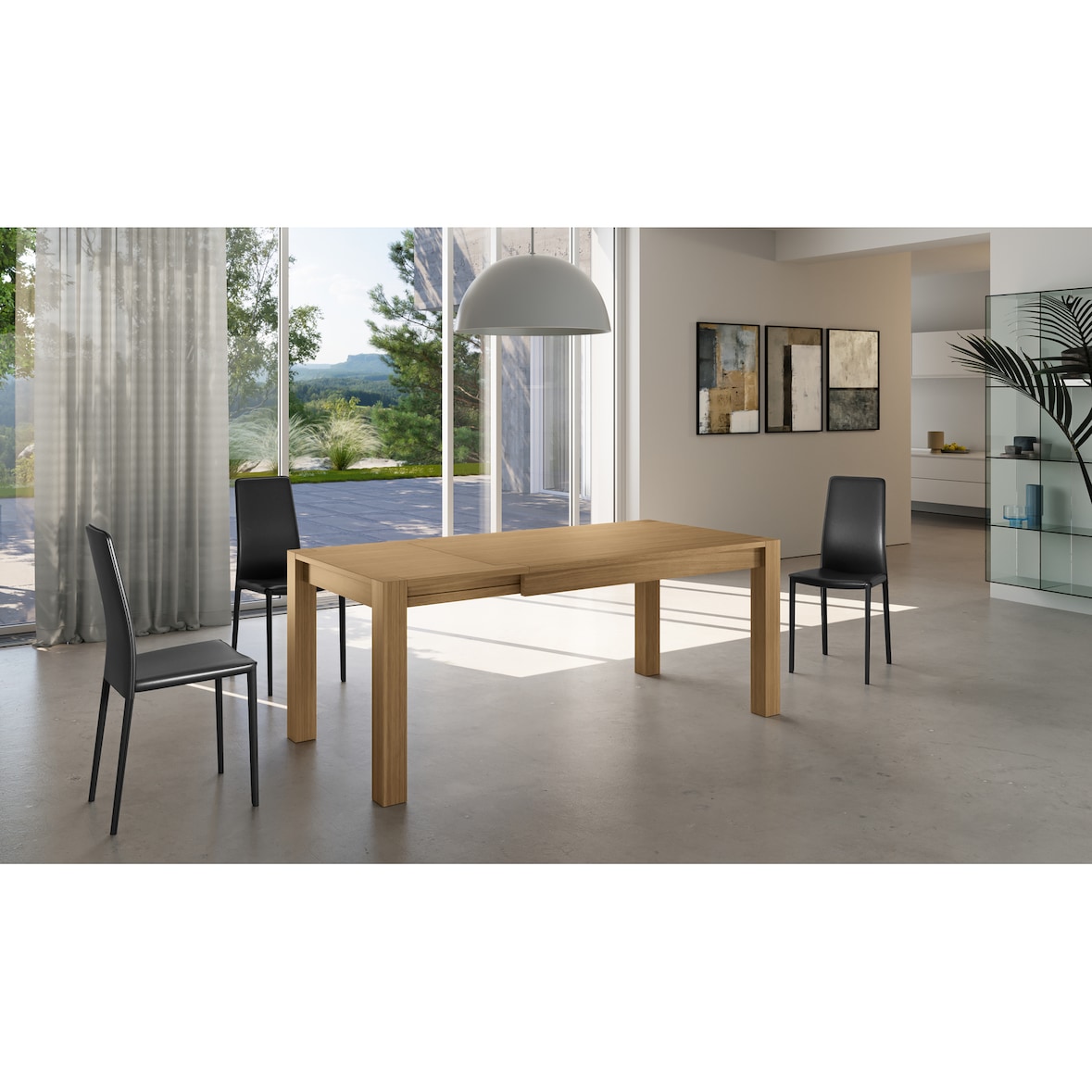 Hout - Uitschuifbare tafel (140/190 x 80 cm) in bruin eikenfineer