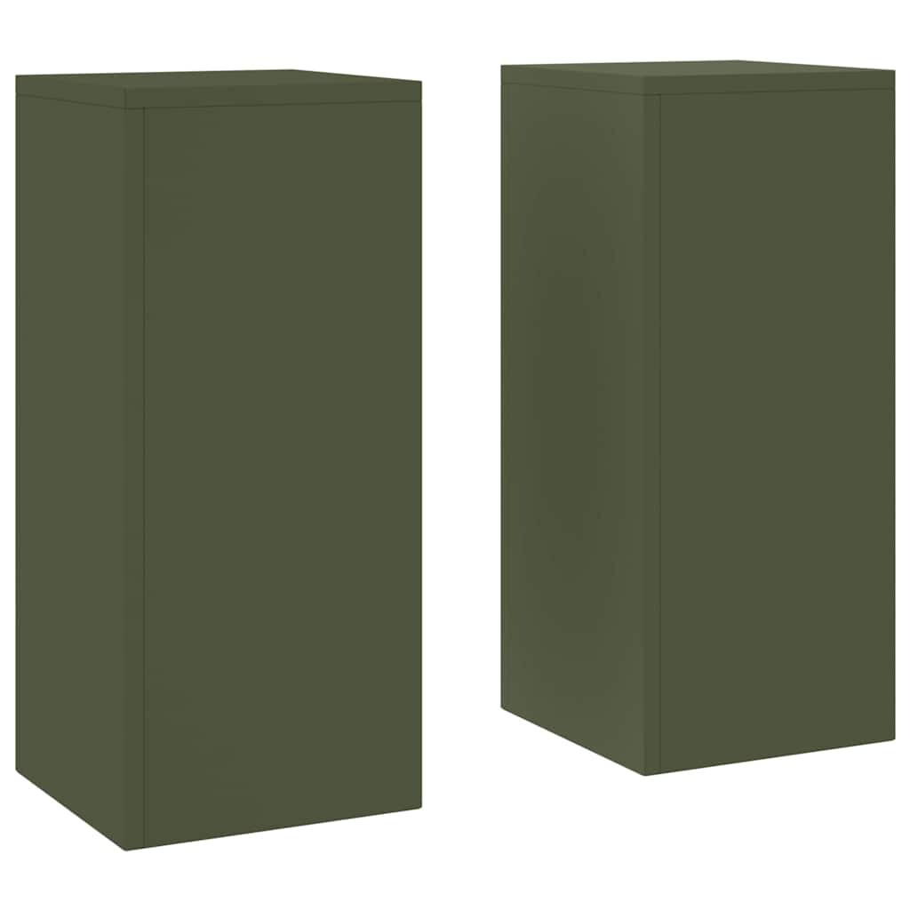 vidaXL Pflanzenständer 2 pcs Olivgrün 24 x 24 x 55 cm Stahl