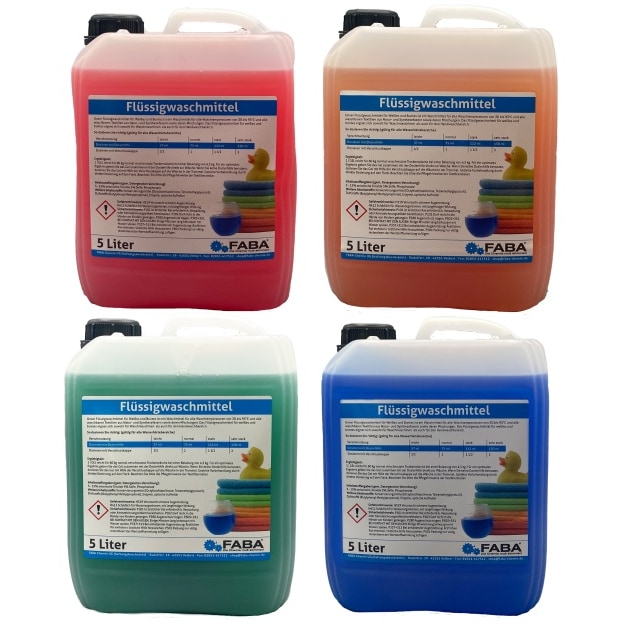 Flüssigwaschmittel Konzentrat blau,rot,grün,orange 4 x 5 Liter