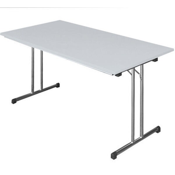 Klapptisch Besprechungstisch Kantinentisch Verkaufstisch Schreibtisch 140 x 80 cm Gestell Chrom / Platte Lichtgrau 350610