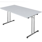 thumbnail of Klapptisch Besprechungstisch Kantinentisch Verkaufstisch Schreibtisch 140 x 80 cm Gestell Chrom / Platte Lichtgrau 350610