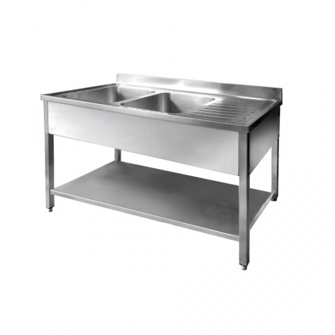 Mesa Fregadero dos Senos de Acero INOX con Escurridor 166 D