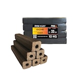 thumbnail of PINI Kay 10 kg eiken houtbriketten 33 cm lang vierkant met trekgat hardhoutbriketten brandhout houtbriketten eiken open haard kachel barbecue