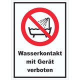thumbnail of Wasserkontakt mit Gerät verboten Schild A3 Rückseite selbstklebend