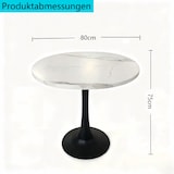 thumbnail of Esstisch MDF Weiß/Schwarz Ø80 cm, rund, mit Metall-Pedestal