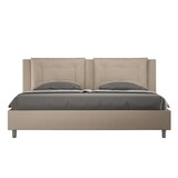 thumbnail of Cama con somier acolchada 180x190 cuero sintético gris paloma Annalisa