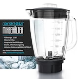 thumbnail of Arendo Standmixer Edelstahl, 1400 Watt, Glas Smoothie Mixer / Maker Ice Crush Funktion Milchshaker, 1,75 Liter Glasbehälter, Silber/Schwarz