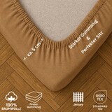 thumbnail of EXKLUSIV HEIMTEXTIL Marke Jersey Spannbettlaken 120 x 200 cm Sand 100% Baumwolle Öko - Tex Zertifiziert Bed-Sheet Bettlaken Spannbetttuch Topper Leine