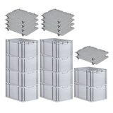 thumbnail of PROREGAL SparSet 10x Eurobox NextGen Grip mit Auflagedeckel & 4 schwarzen Verschlüssen, HxBxT 32x40x60cm, 65L, Grau, Griffe zu, Eurobehälter