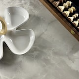 thumbnail of Restootab - Table Round pied blanc 120x70cm décor marbre perla