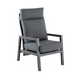 thumbnail of Poltrona para jardim reclinável com sistema hidráulico, em alumínio preto e almofadas cinzentas