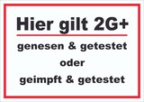thumbnail of Hier gilt 2G Plus Hinweis Schild mit Text waagerecht A0 Rückseite selbstklebend