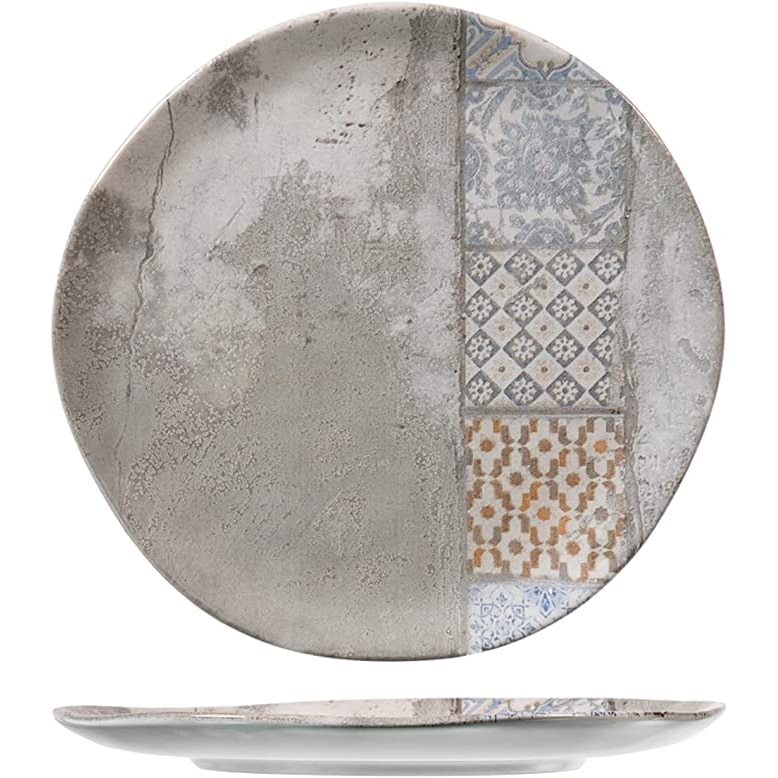H&H Set 12 Piatti Piani Malaga Stoneware, Decorato, Cm 26