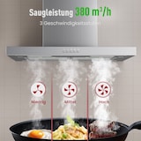 thumbnail of A++ Dunstabzugshaube 60cm Umluft & Abluft mit 380 m³/h Luftleistung, Abzugshaube mit 2 Aktivkohlefiltern, 2 Fettfiltern, 3 Leistungsstufen, 2 LEDs