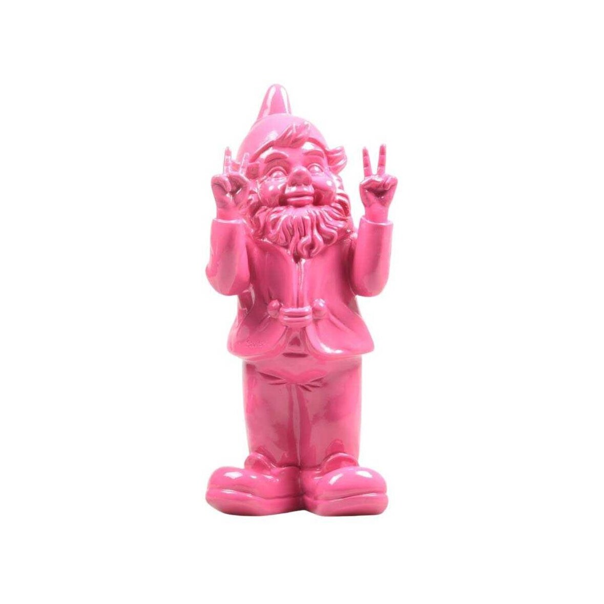 Nain de jardin en résine 13 x 11 x 31 cm Peace fuschia Stoobz