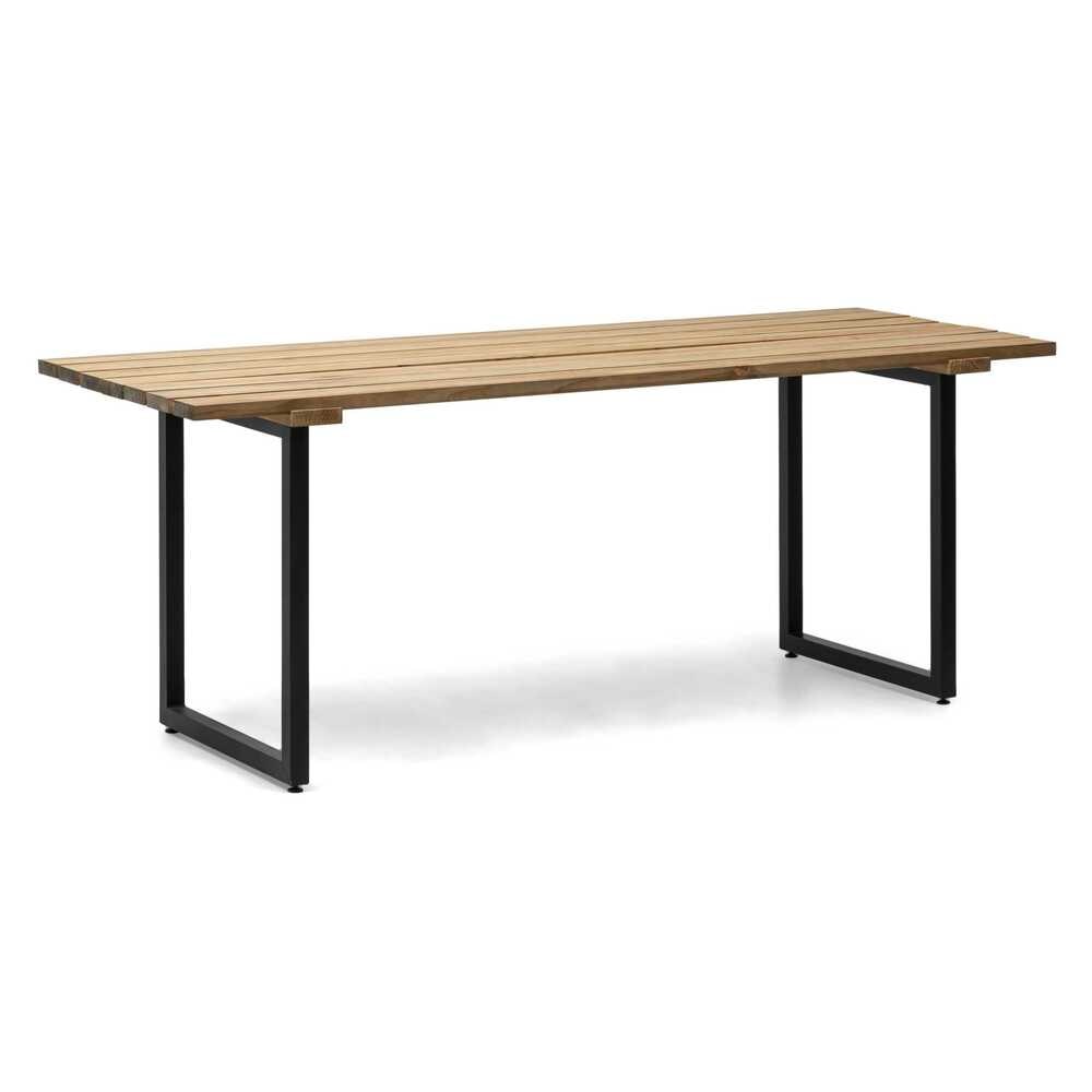 Mesa Listones Exeter Eco-Line Negra 160x78x75cm en madera maciza acabado envejecido de gran espesor Box Furniture