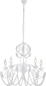 thumbnail of Damasco - Kronleuchter aus weiß lackiertem Eisen mit Shabby-Chic-Effekt-Dekoration und Kristall-Strasssteinen, 5 Lichter, 125 - Ø63 - BL77-5-BCO