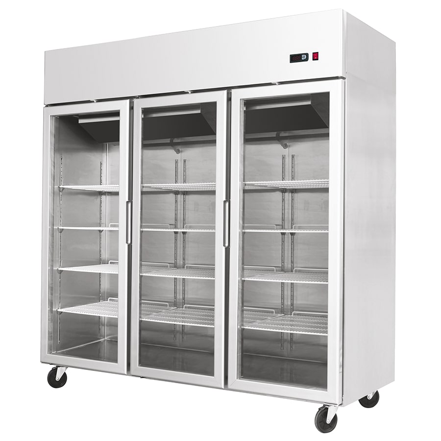 Atosa, Armadio refrigerato BT compatto TRE PORTE IN VETRO 1800mm, acciaio inox, 1800 x 730 x 1945 mm (L x P x A),grigio