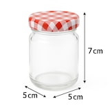 thumbnail of 80 ML - Set van 12 Mini Glazen Potjes met Geruite Deksels – Ø 5 × H 7 cm – Bewaar-, Inmaak- & Cadeaupotjes
