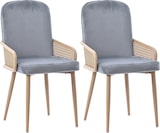 thumbnail of Esszimmerstuhl 2er Set 90x43x42 cm in Grau Samt Polsterstuhl im Rattan Design mit Metallbeinen Holzoptik belastbar bis 150 kg