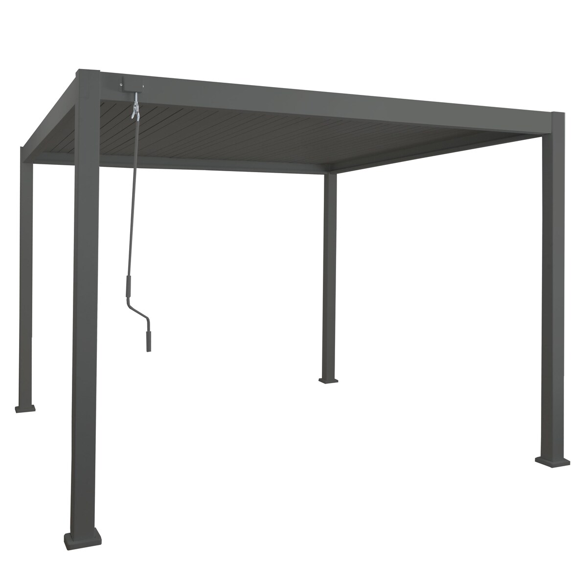 Mendler Alu Pergola HWC-N94, Lamellen-Pavillon Terrassenüberdachung, stabiles 10cm-Metall-Gestell 3x3m ~ anthrazit