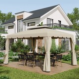 thumbnail of Outsunny techo de repuesto para cenador 4x3 m cubierta de repuesto para pabellón gazebo exterior con doble techo y 8 orificios de drenaje beige