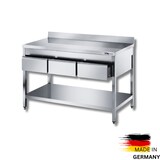 thumbnail of Edelstahl Arbeitstisch mit Schubladen oben, mit Grundboden Premium - alle Größen zur selbstmontage: 140 x 60 cm / ohne Aufkantung / selbstmontage