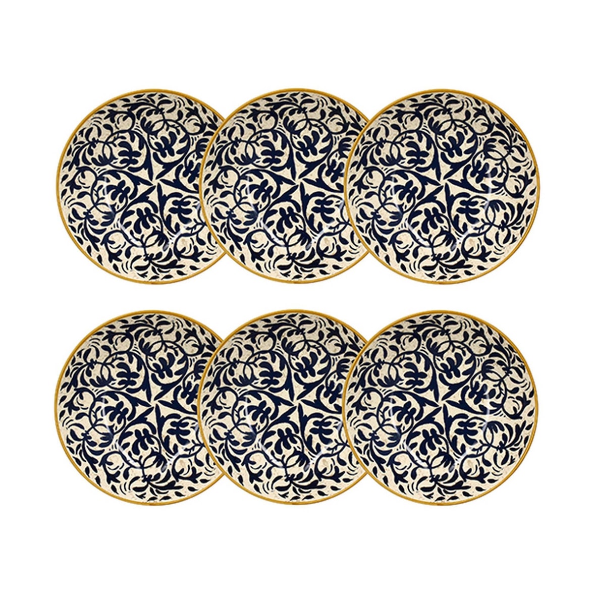 Novastyl - Lot 6 assiettes creuses héraclée 20cm en grès décor bleu