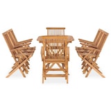 thumbnail of vidaXL Inklapbare massief houten teakhouten tuinset : Uitvoering - met armleuning, Vorm - ovaal, Afmeting - 160 x 80 x 75 cm, Onderdeel - 9 st.